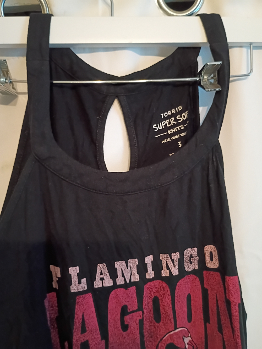 Torrid Black Super Soft Knits Tank Top Size 3 With Cute Flamingo On Front - Picture 4 of 7